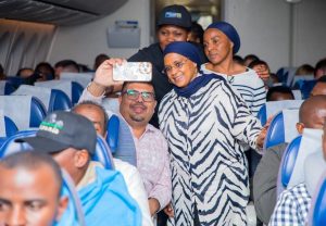 President Samia’s Russia Visit Pays Off As Hundreds of Russian Tourists Arrive In Tanzania on ATCL’s Inaugural Flight